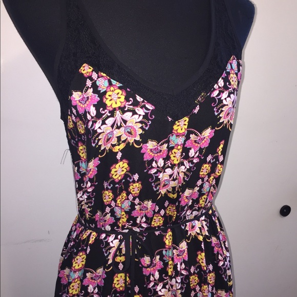 Black Floral Festival Boho Summer Maxi Lace Long Dress Small Medium - Picture 3 of 6